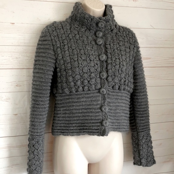 Escada 34 U.S. S Wool Mohair Gray Sweater Jacket - Picture 3 of 11